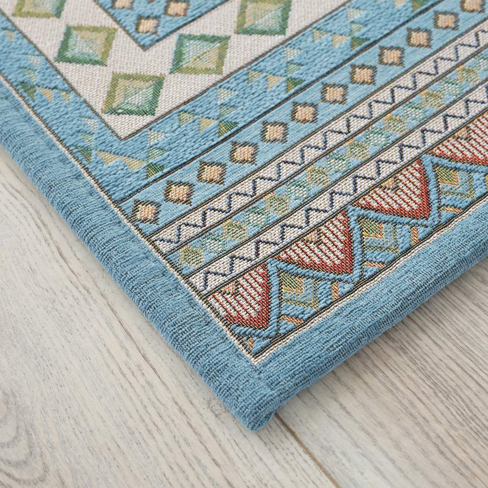INSIMAN Washable Nordic Style Rug 200 x Stylish Gabbeh Gobelin Suitable for All Compatible with Underfloor and Easy to Clean Modern Blue - 250cm,