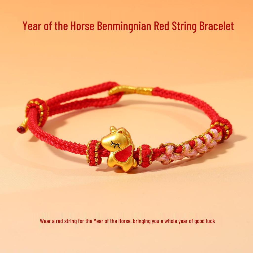 Year of the Horse Zodiac Bracelet - Red String Handmade Couples Charm for Men and Women, New Year Gift Jewelry