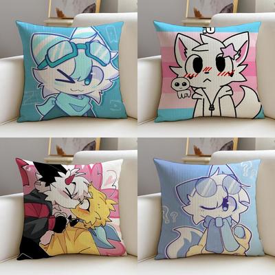 Cute BBoykisserS Cushion Cover Breathable and Skinfriendly Linen Pillowcase Square Removable and Washable Cushion