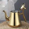 1Pieces 1L Tea Pot With Filter Gold Thicker Stainless Steel Water Kettle Hotel Coffee Pot Restaurant Outdoor Tableware