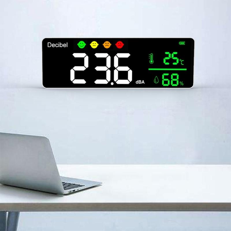 Wall Mounted Sound Level Meter With Temperature Humidity Sensors For Accurate Measurement In Indoor Decibel Meter