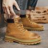 Men's Outdoor Mountaineering Non-slip Tooling Big Yellow Boots Martin Boots Men's Shoes Winter Retro Recreational Locomotive Leather Boots