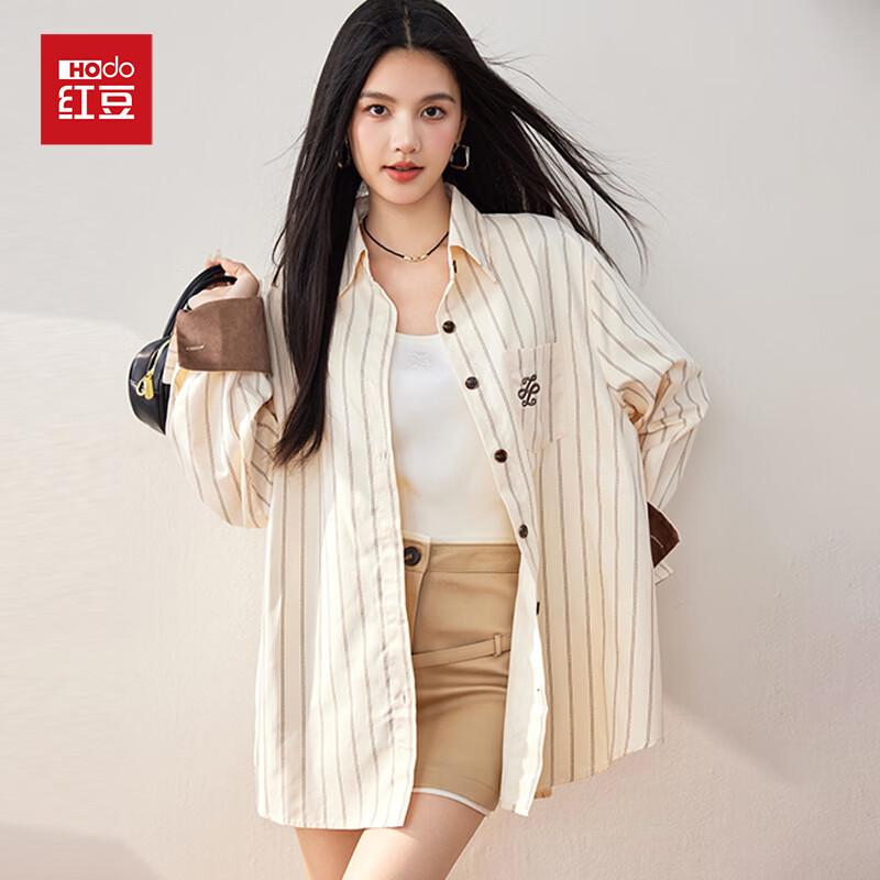 Hongdou Women's Long Sleeve Vintage Striped Casual Shirt