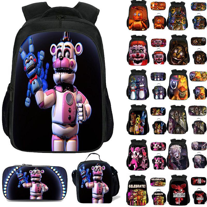 Vibrant Five Nights At Freddys Backpack Set With Lunch Bag And Pencil Case