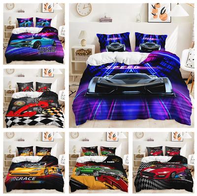 3D Racing Pattern Home Bedding Set, Supercar Down Duvet Cover, Boy's Room Bedding Set, EU135 * 200 Full Size Single/double Bed Home Decoration