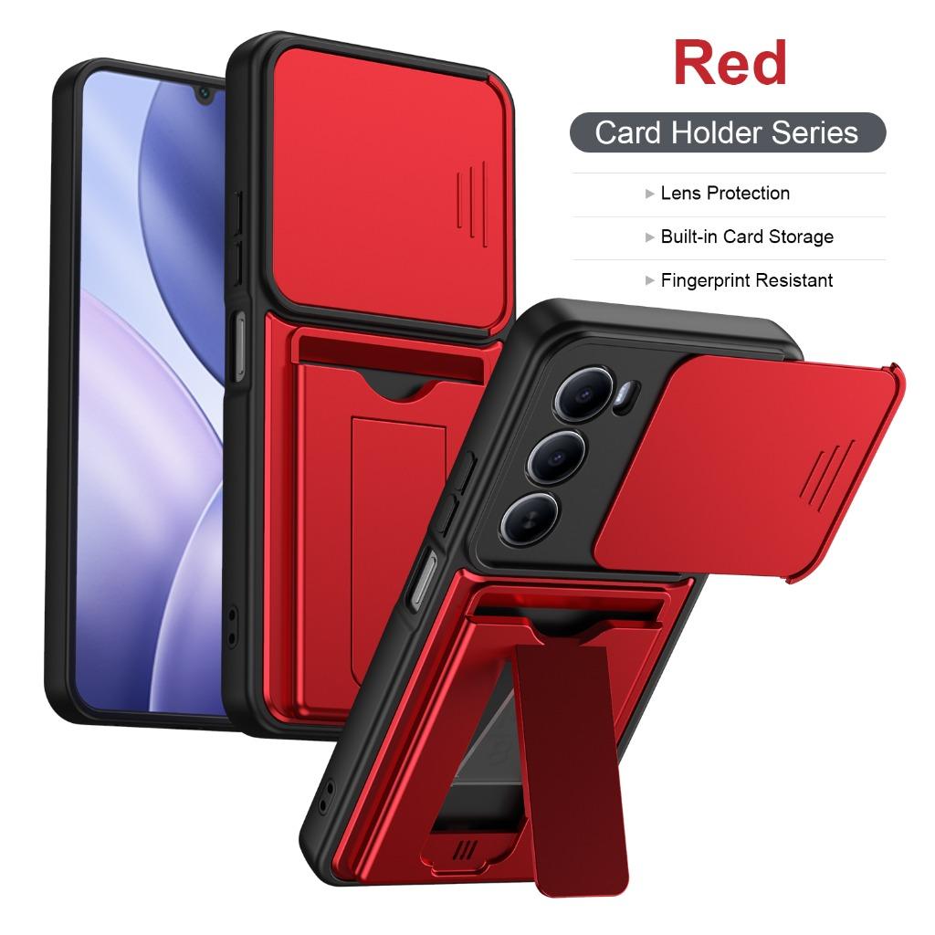 Slide Camera Lens Protector Phone Case Built-in Card Slot Holder Invisible Bracket Kickstand For Itel A100C A100 Wallet Cover