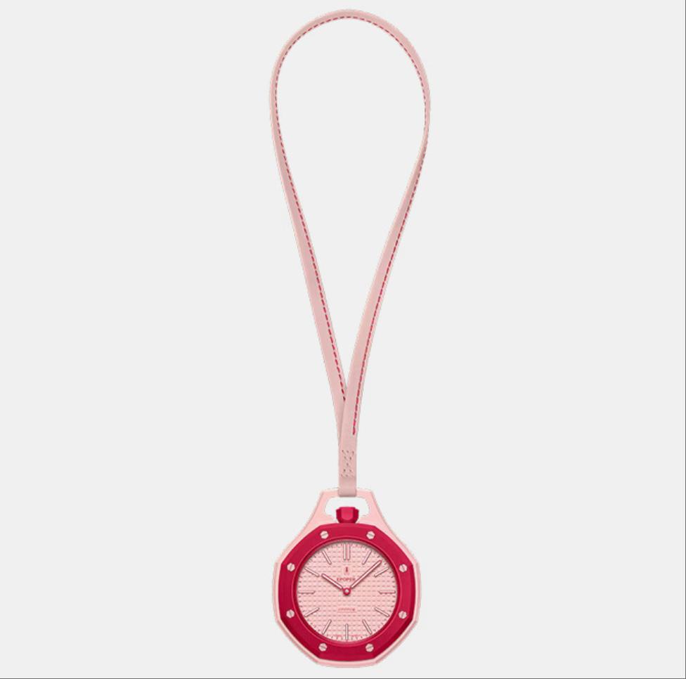 New Fashion Trend Pocket Watch with Simulated Quartz Plastic Shell PU Strap Customized
