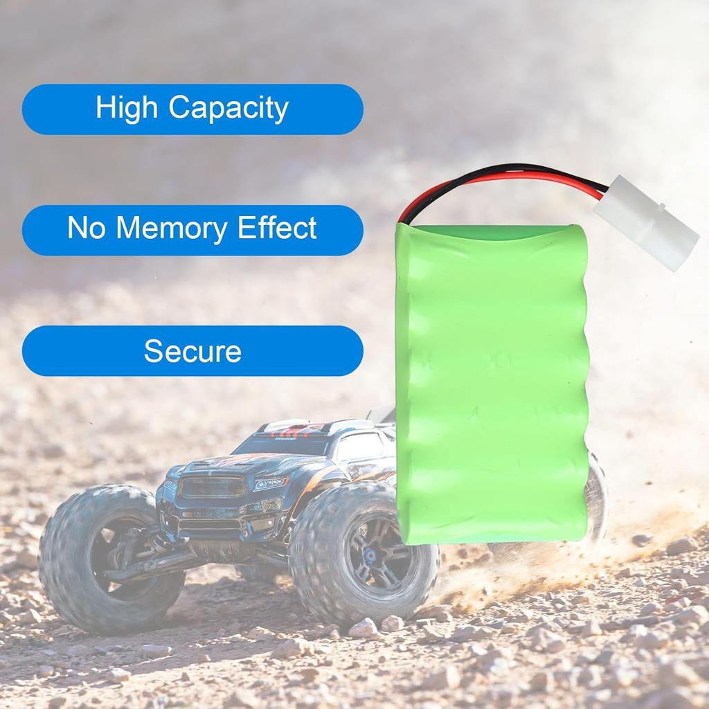 7.2V 2400mAh NiMH Rechargeable Battery with Tamiya KET 2P Connector and USB Cable – 6 Cell AA Pack for RC Cars, Trucks