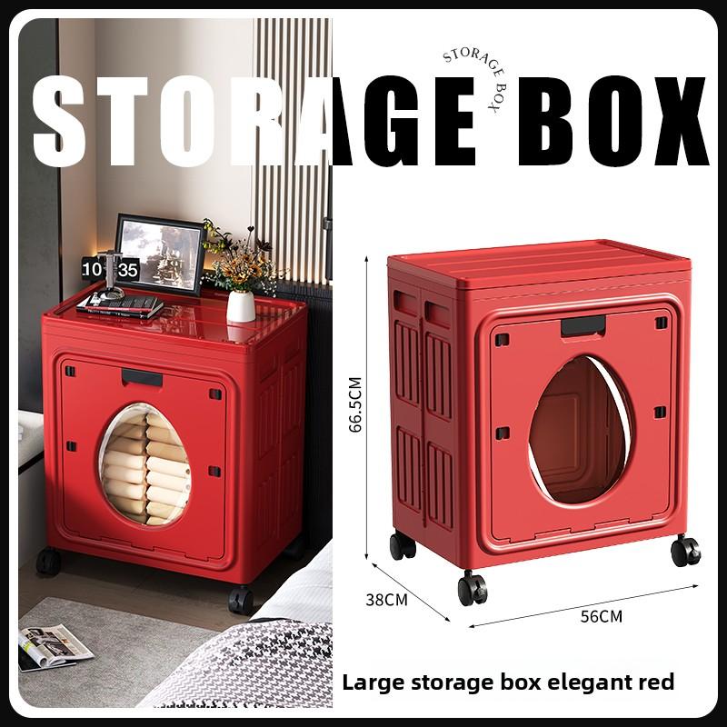 Modern Large Storage Box Foldable Cabinet with Wheels Seasonal Clothes & Quilt Organizer Flip-Lid Lock Design Durable PP Bin