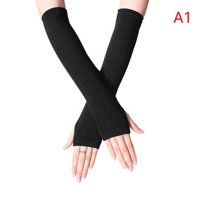 Winter Warm Long Sleeves Gloves For Men Women Fingerless Stripe Hip-Hop Elbow Mittens Elastic Outdoor Warmer Arm Sleeves