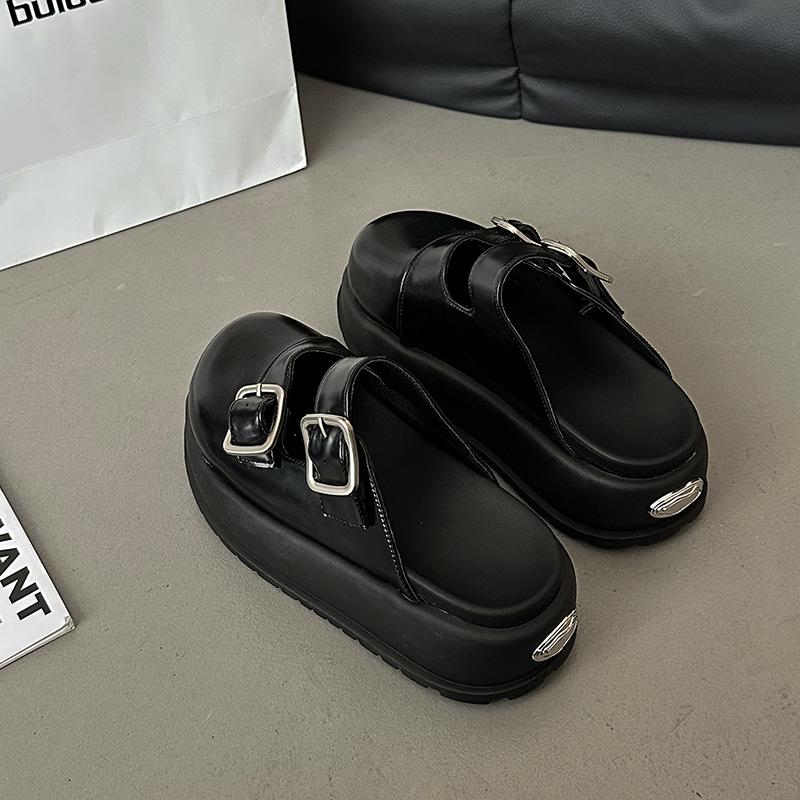 

Fashion Women s Slippers Thick Soled Half Slippers Women Beach Lazy Platform Slippers for Outdoor Comfort Womens Sandal Zapatillas Mujer 35 чёрный