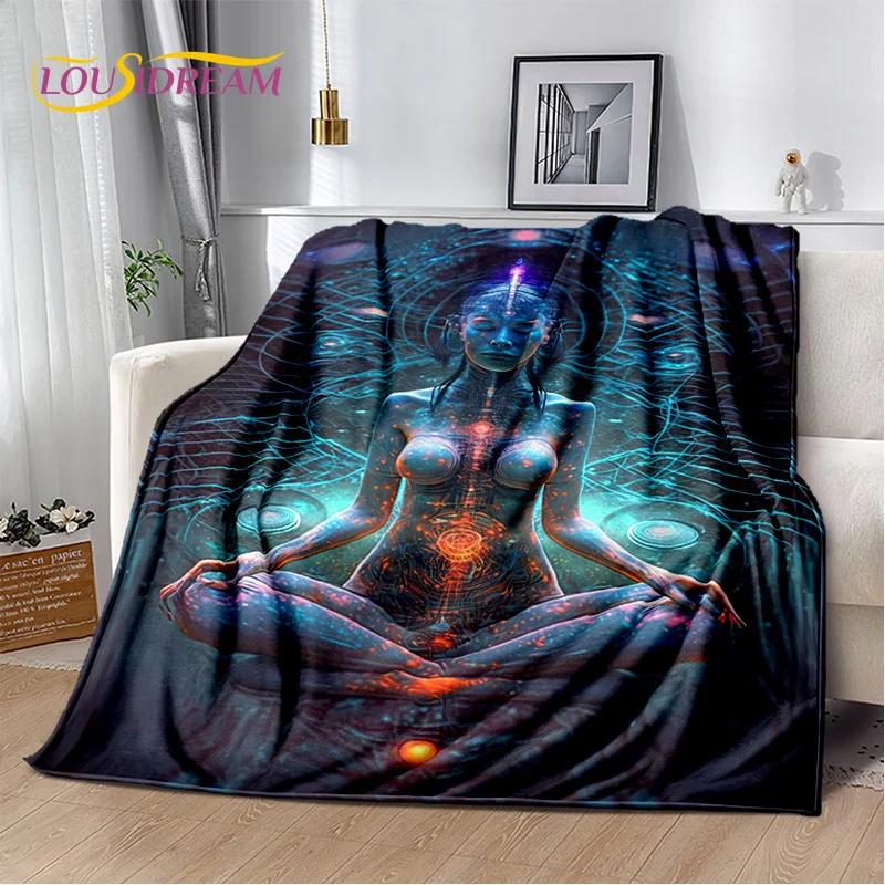 Naturalize Yoga Zen Meditation Rainbow 7 Chakra Blanket,Flannel Throw Blanket for Home Bedroom Bed Sofa Picnic Hiking Cover Kids