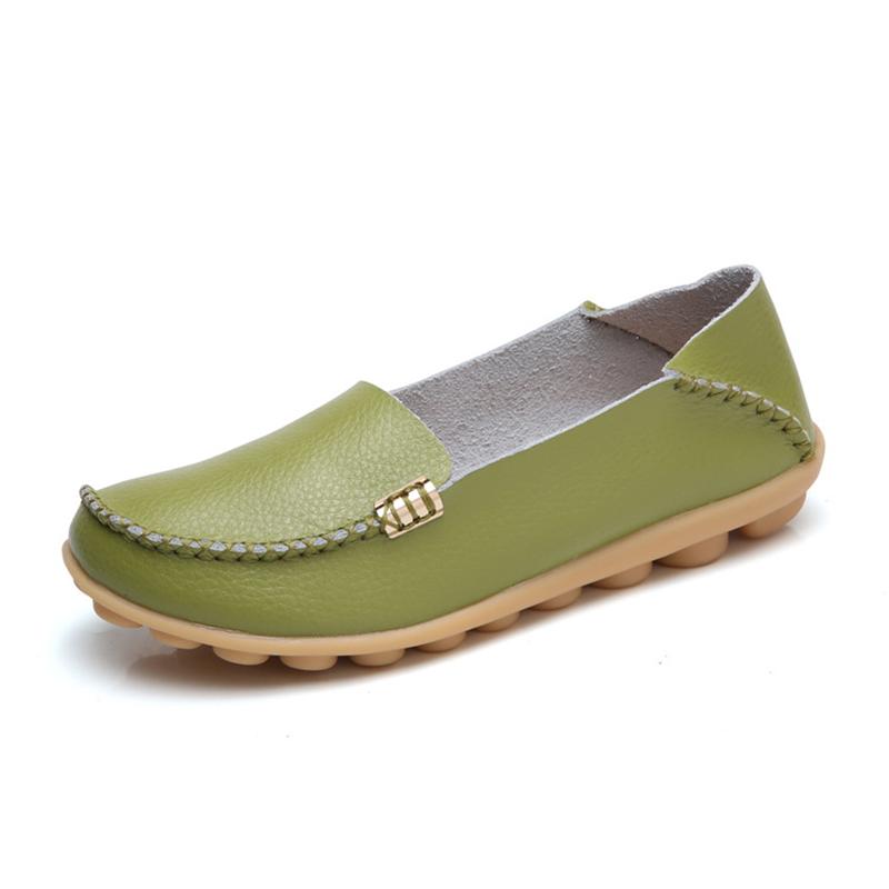 Genuine Leather Fashion Women Flats Retro Shoes Women Moccasins Nurse Shoes Casual Ballet Flats Soft Plus Size Shoes