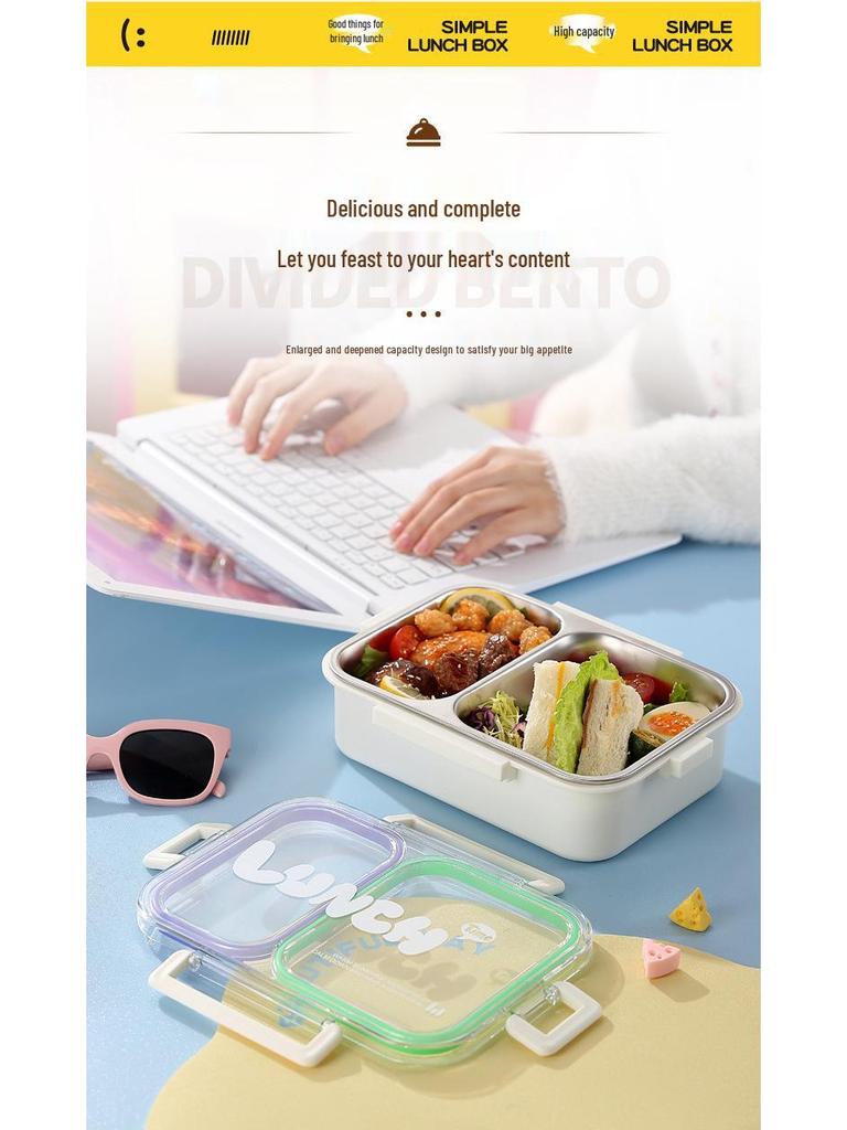304 Stainless Steel Bento Lunch Box for Students and Office Workers - Microwave Safe and Leakproof