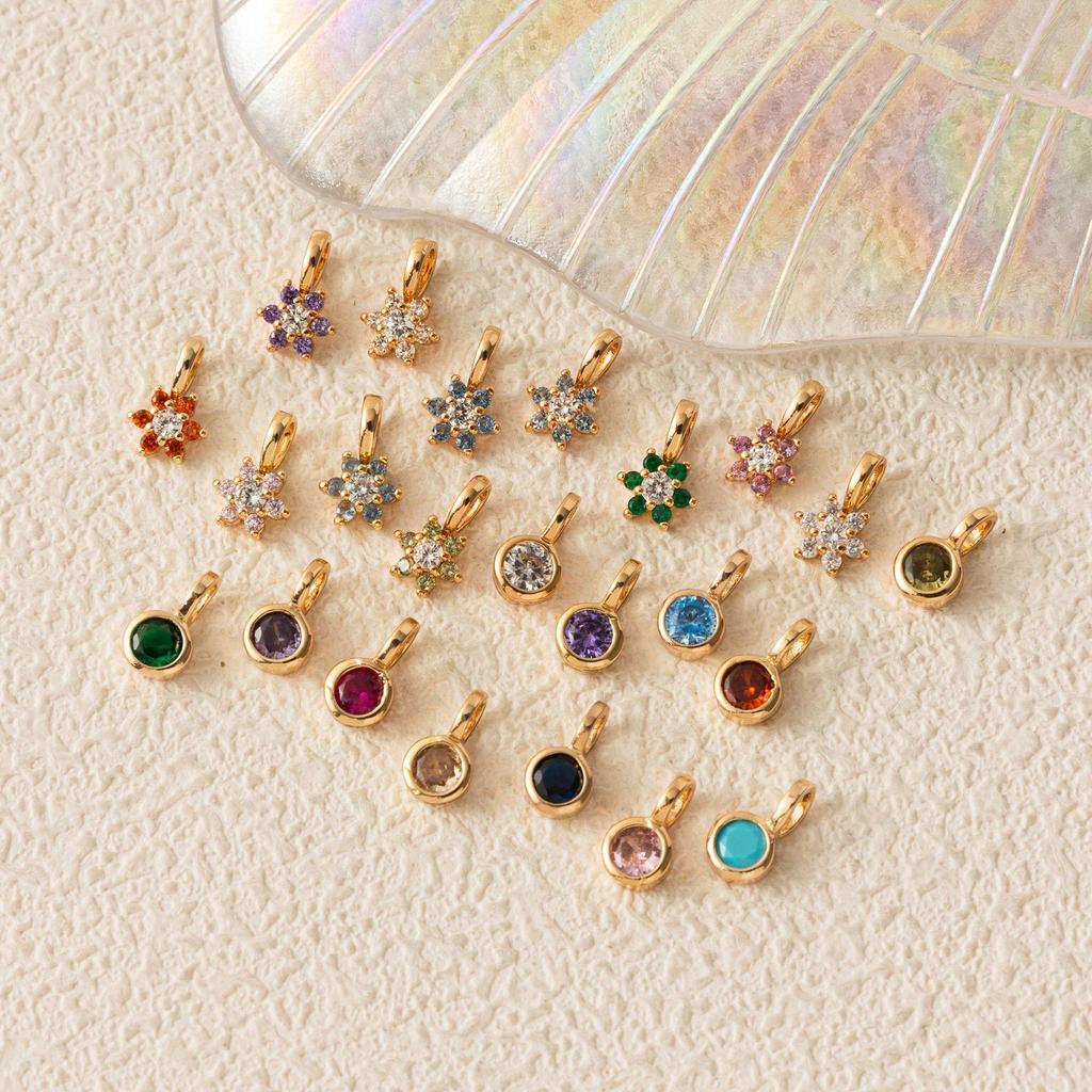 December Birthstone Necklace: Hexagonal & Round Zircon Pendant on Copper