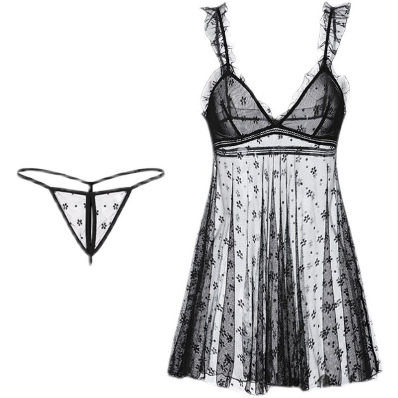 

Amazon Sexy Lace Night Dress Oversize Women s Clothing Black M(Suggested 45.00 kg-60.00 kg)