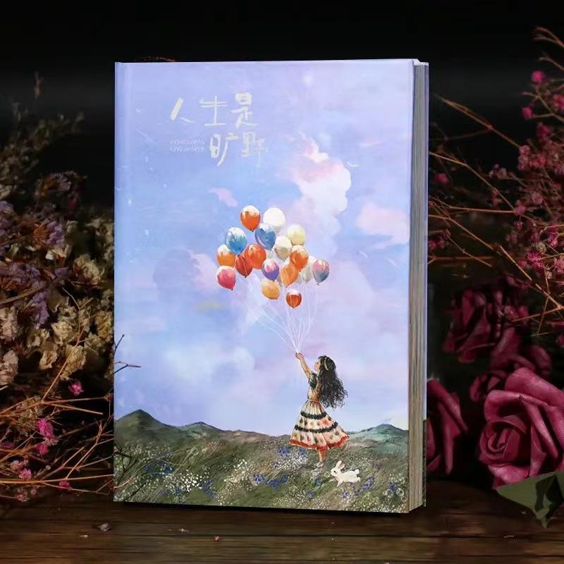 New Retro Fresh Thick Sketchbook Diary Notebook Full Color Page Illustration Notebook Office School Supplies Writing Gift