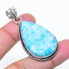 Natural Larimar Gemstone Handmade 925 Sterling Silver Jewelry Pendant 1.97" AP-15368