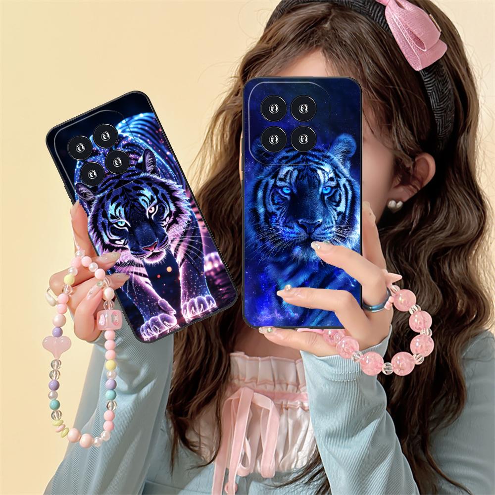 Tiger Neon Mobile Cell Phone Case for Xiaomi 15 14 13 12 Mi 11 T Ultra Lite Pro S X 5G Colorful Printing Cover Luxury Pretty