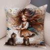 Double Print Cute Cartoon Explosive Hairstyle Cushion Cover Pillowcase Decor for Sofa Home  Super Soft Plush Pillow Case