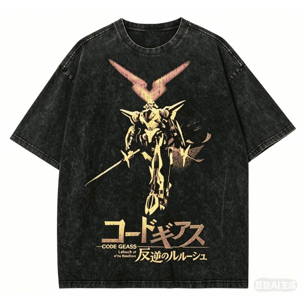 T-shirt lavata Code Geass Abbigliamento personalità Nuovo modello T-shirt anime Abbigliamento per tutto l'anno Coppie Taglie forti Unisex Classico