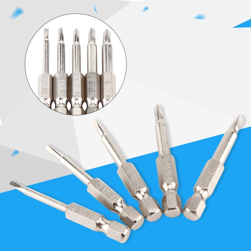 5 Pcs 1/4 Inch Hex Shank Magnetic Triangle Screwdriver Bits Set S2 Steel 50mm Length Triangle Head Screwdriver Bits