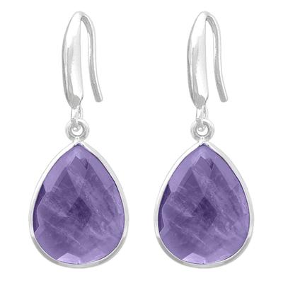 [R1047] - Artisanal Silver Earrings 'Mineralia' Silver Amethyst - 18x14 Mm