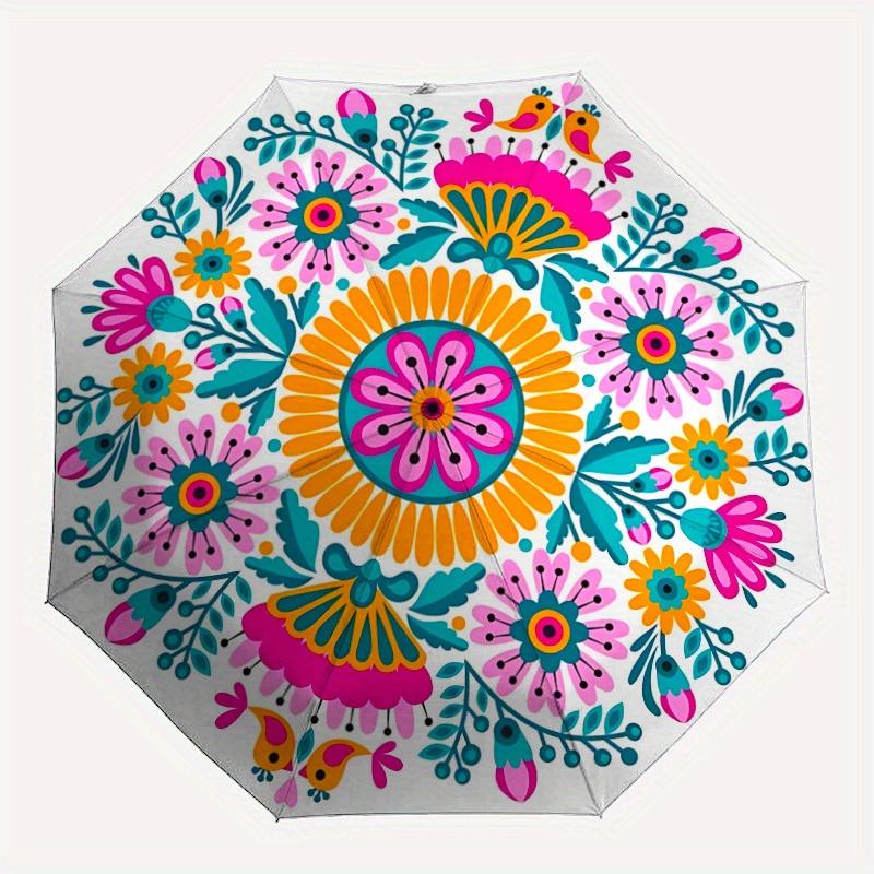

1pc Floral Mandala Pattern Automatic Open/close Folding Umbrella, Compact Portable Travel Umbrella, Perfect Birthday/Christmas yy250806159