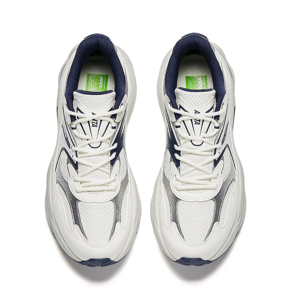 Anta AT802 Cushioning Height Increasing Abrasion Resistant Casual Shoes Women's Ivory White/Silver/New Ink Blue 922618882-6