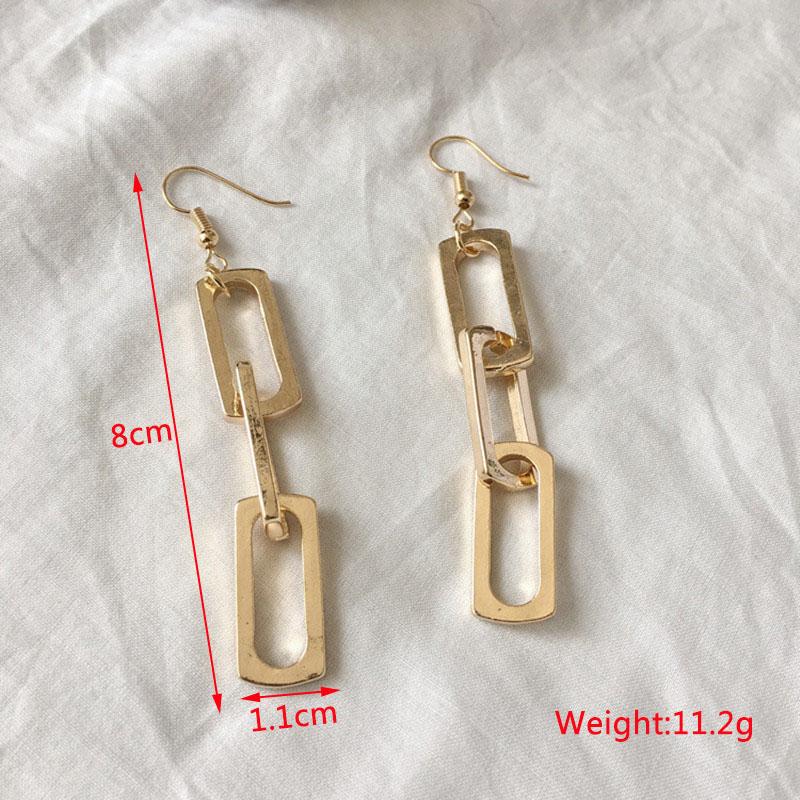 New Hip-hop Chain Earrings Female Metal Tassel Earrings for Women Hollow Geometric Statement Dangle Earrings bijoux femme