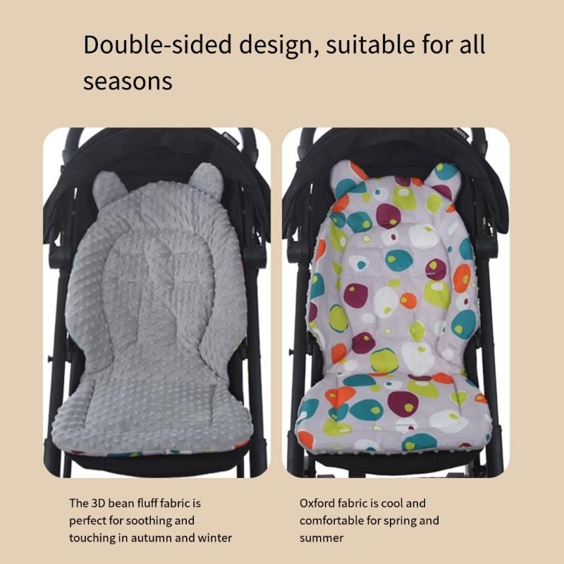 Breathable Double Sided Infant Strollers Cushion Cosy Dotted Backing Reversible Pram Seat Liner for Car Seat Swing