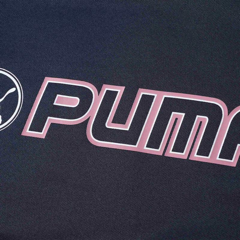 Puma Short Slim Fit Color Block Printed Long Sleeve Raglan T-Shirt Women Tops Midnight-Blue 631085-69