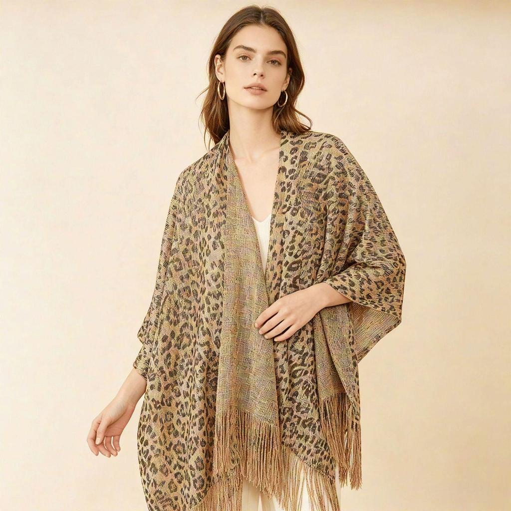 Leopard Print Women’s Summer Shawl Cardigan Beach Cover-up