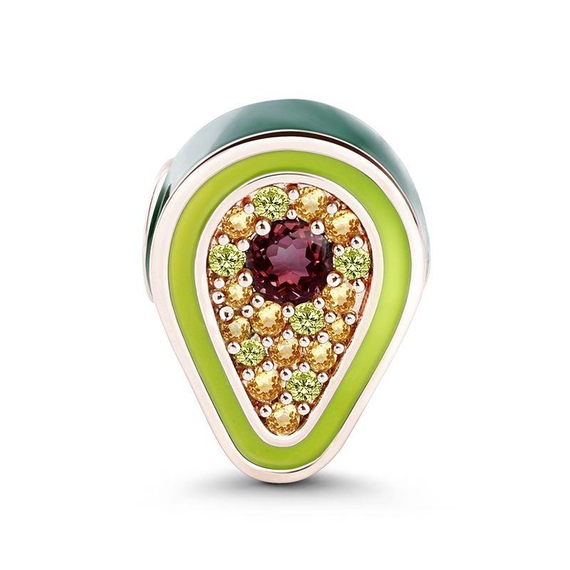 Fashion Copper Sweet Fruit Cherry Avocado Beading Pendant Fit Original Charms Bracelet Women Jewelry Gift