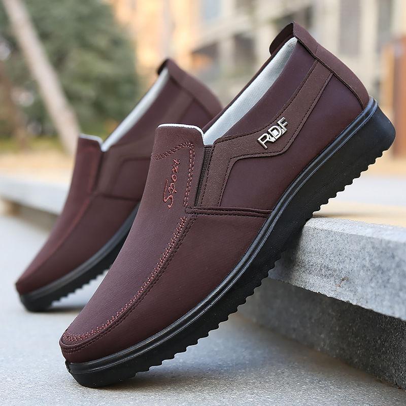 Frühling Herbst Herren Casual Atmungsaktive Stoffschuhe Low Top Flache Schuhe Herren Schnürschuhe Wasserdichtes Leder Freizeitschuhe Herren Slipper
