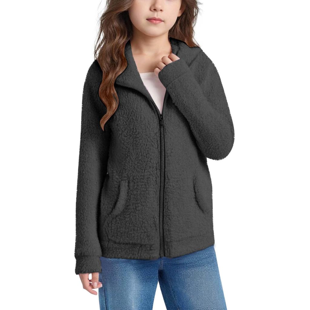 Children's /Winter Warm Hooded Pocket Long-Sleeve -Color Jacket