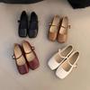 French square toe pumps single shoes women's shoes 2025 new summer fairy style flat Mary Jane shoes gentle wind