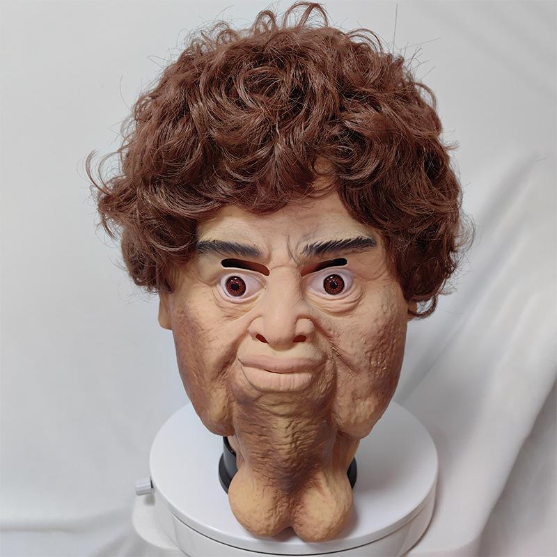 

New Product Halloween Carnival Party Prank Scary Double Chin Mask Latex Horror Mask Headgear Double chin mask