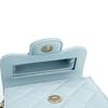Chanel Diamond Pattern Leather Chain With Magnetic Buckle Closure Sheepskin And Gold Metal Handbag Women'S Baby Blue