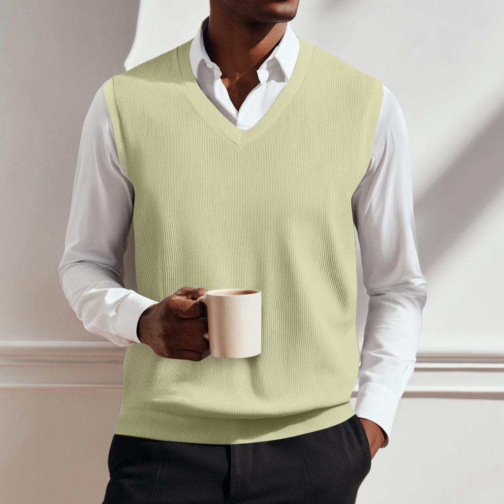 Men's V-neck Vest Sleeveless Knitted Pullover