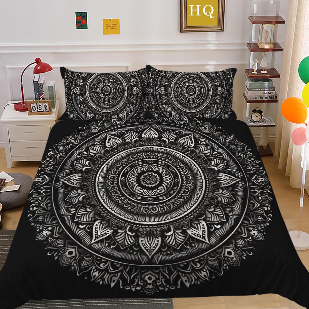 Set cuvertură de plapumă de lux Lenjerie de pat pentru acasă Cuvertură de pat cu imprimeu Mandala Husă de pilota de înaltă calitate Decor de dormitor de o singură dimensiune