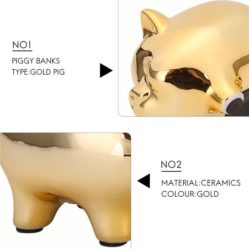 BHBL Porcellana Oro Maialino Salvadanaio Carino Maialino Portamonete Decorazione Maialino Portafortuna, Maialino d'Oro