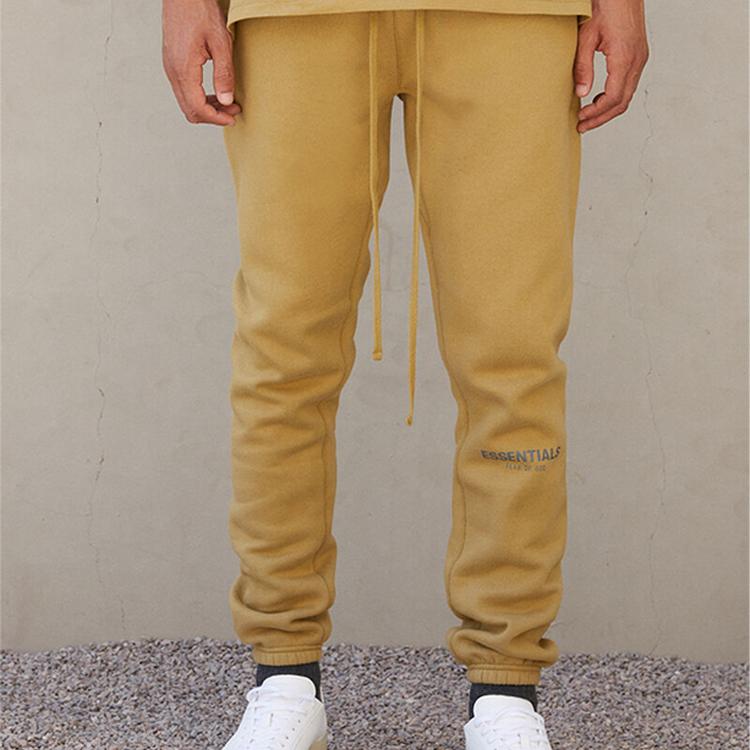 Fear of God FW21 Essentials Sweatpants with Fleece Lining and Rubber Tag Men Bottoms Ginger Amber FOG-FW21-024