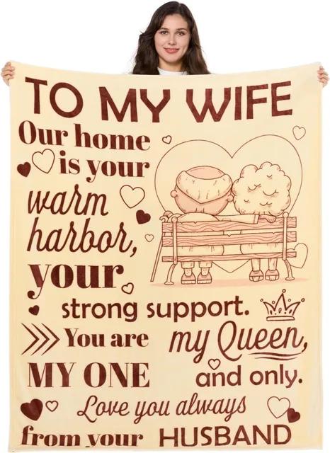 To My Wife Blanket From Husband Mothers Day Christmas Birthday Valentines Throw Blanket Gift Idea 75x100cm