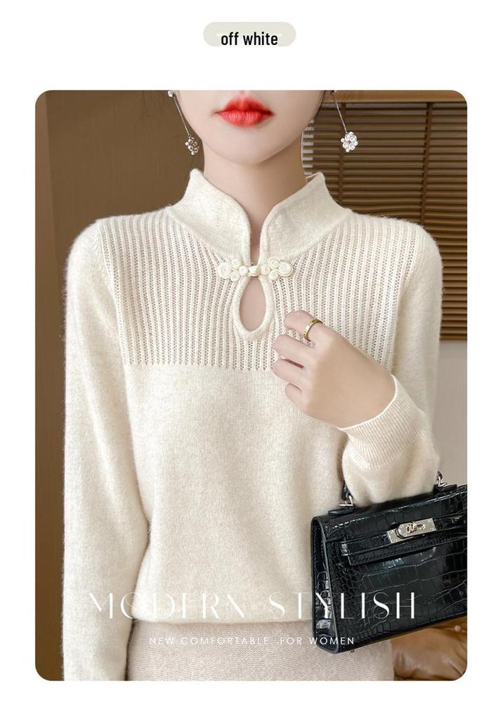 Women's Velvet Stand-up Collar Knitwear: Stylish & Warm Autumn/Winter Sweater