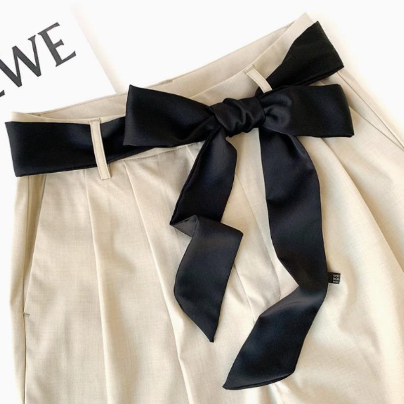 Korean Style 190*5cm Women Plain Chiffon Silk Scarf Solid Color Long Hairband Versatile Decorative Streamer Bag Tie Satin Ribbon