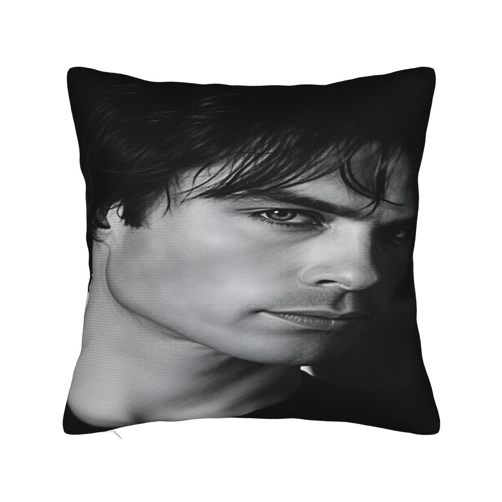 VIKAMA Vampire Diaries Damon Portrait Pillow Case  Design Pillow Cover Vintage Cushion Cover For Office Car Home Decor