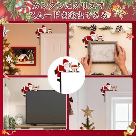 LEMESO Christmas Decoration Door Frame Ornament Wooden Interior Santa Claus
