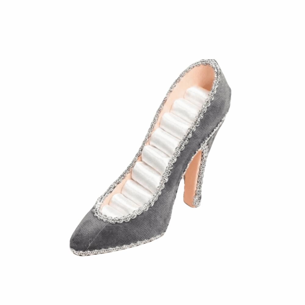 Creative High Heel Shoe Jewelry Holder Pink Lace Jewelry Display Rack  Bedroom Decor Grey Sliver Trim