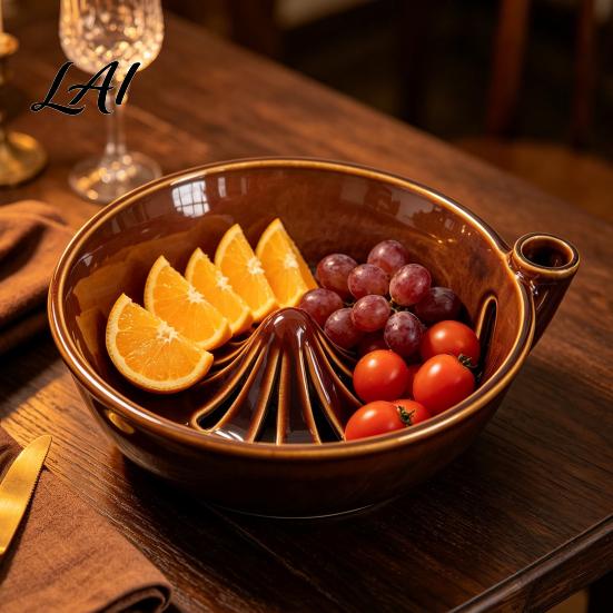 Ceramic Fruit Cleaning Container Berry Self Rinsing Bowl with Integrated Drain Vortex Automatic Modern Tray Colander Efficient for And Vegetable
